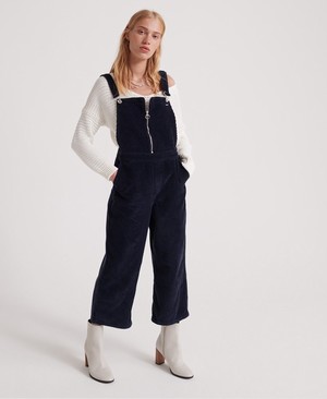 Superdry Phoebe Cord Dungarees Női Farmer Sötétkék | KNZQH2745